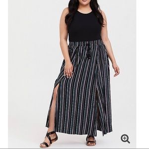 Torrid Striped Black Challis Slit Maxi Skirt 6x